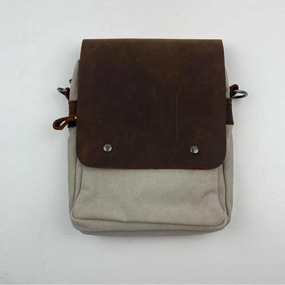 United Leather Small Messenger Bag With Leather Cover NEW